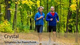  Presentation with training aspire man running - Audience pleasing theme consisting of young woman and man running backdrop and a coral colored foreground