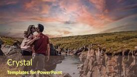  Presentation with iceland - PPT theme enhanced with young-woman-and-man background and a  colored foreground