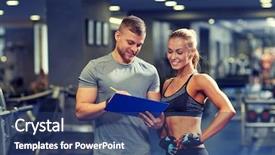  Presentation with woman sport - Slide set consisting of young woman and personal trainer background and a ocean colored foreground