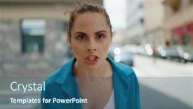  Presentation with angry - Slide set with young-woman-angry-standing background and a  colored foreground