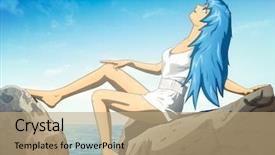  Presentation with vector - Colorful slide deck enhanced with young woman anime style combined backdrop and a  colored foreground