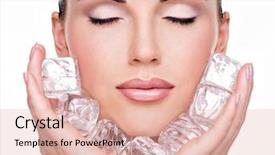  Presentation with youth skin care concept beige - PPT theme featuring red heifer - brown and white little cow background and a  colored foreground.