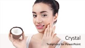  Presentation with coconut oil - Amazing theme having young woman applying coconut oil backdrop and a lemonade colored foreground