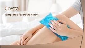  Presentation with cold plasma - Slide deck having young woman applying cold compress background and a sky blue colored foreground