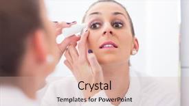  Presentation with eye - Slide deck featuring young woman applying eye drops background and a lemonade colored foreground