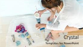  Presentation with artist - Slide set featuring young woman artist she painting background and a lemonade colored foreground