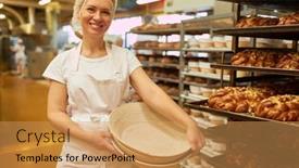  Presentation with yeast - Theme featuring young-woman-as-a-baker background and a yellow colored foreground