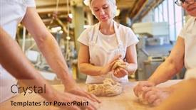  Presentation with apprentice - Presentation theme enhanced with young-woman-as-a-baker background and a coral colored foreground