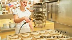  Presentation with apprentice - Theme enhanced with young-woman-as-a-baker background and a yellow colored foreground