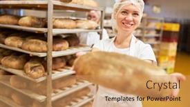  Presentation with apprentice - Theme featuring young-woman-as-a-baker background and a coral colored foreground