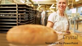  Presentation with apprentice - Slide deck having young-woman-as-a-baker background and a gold colored foreground