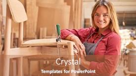  Presentation with cabinet - Audience pleasing slide deck consisting of young-woman-as-a-carpenter backdrop and a red colored foreground