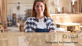  Presentation with craftsman - Beautiful slide set featuring young-woman-as-a-craftsman backdrop and a coral colored foreground