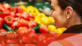  Presentation with market - Slides consisting of young-woman-as-a-customer background and a red colored foreground