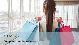  Presentation with mall - Theme having young-woman-as-a-customer background and a light blue colored foreground