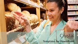  Presentation with bakery - Presentation theme having young-woman-as-a-customer background and a mint green colored foreground
