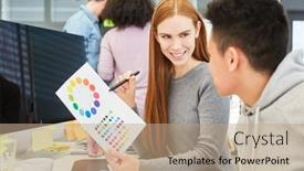  Presentation with graphic - Beautiful PPT theme featuring young-woman-as-a-graphic backdrop and a coral colored foreground