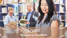  Presentation with reading - Cool new slide set with young-woman-as-a-librarian backdrop and a coral colored foreground