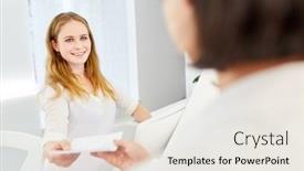  Presentation with health insurance - PPT layouts having young-woman-as-a-patient background and a sky blue colored foreground