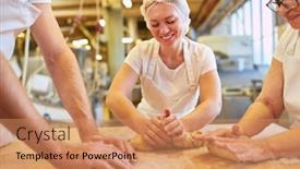  Presentation with supervision - Theme having young-woman-as-a-trainee background and a coral colored foreground