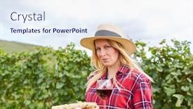  Presentation with wine tasting - Amazing PPT layouts having young-woman-as-a-winegrower backdrop and a sky blue colored foreground