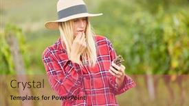  Presentation with maturity - Amazing theme having young-woman-as-a-winemaker backdrop and a coral colored foreground