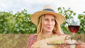  Presentation with wine tasting - Beautiful slide set featuring young-woman-as-a-winemaker backdrop and a coral colored foreground