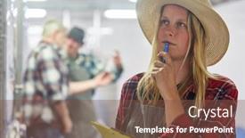  Presentation with fermentation - Slides having young-woman-as-a-winemaker background and a tawny brown colored foreground