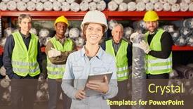  Presentation with apprentice - PPT theme consisting of young-woman-as-apprentice background and a tawny brown colored foreground