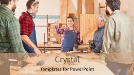  Presentation with apprentice - Colorful slide deck enhanced with young-woman-as-carpenter-apprentice backdrop and a coral colored foreground