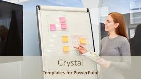  Presentation with speaker - Amazing PPT theme having young-woman-as-graphic-designer backdrop and a lemonade colored foreground