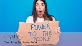  Presentation with movement - Theme having young-woman-asking-for-social background and a coral colored foreground