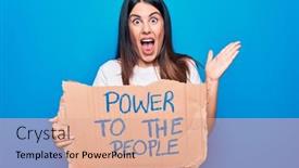  Presentation with movement - PPT theme having young-woman-asking-for-social background and a coral colored foreground