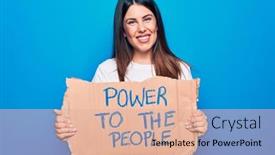  Presentation with movement - Slide deck enhanced with young-woman-asking-for-social background and a coral colored foreground