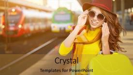  Presentation with black woman at gas station - Slide deck consisting of young woman at a train background and a gold colored foreground