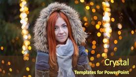  Presentation with market - Theme consisting of young woman at christmas market background and a  colored foreground