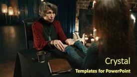  Presentation with fortune teller - Slide deck having young-woman-at-fortune-teller background and a wine colored foreground