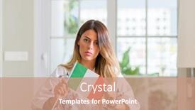  Presentation with smart home - Slide set featuring young woman at home holding flag of italy with a confident expression on smart face thinking serious background and a coral colored foreground