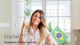  Presentation with flag and cross - Theme with woman at home holding flag background and a mint green colored foreground