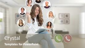  Presentation with video - Slide set featuring young-woman-at-home background and a gray colored foreground