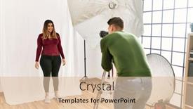  Presentation with studio - Presentation theme featuring young-woman-at-photography-studio background and a lemonade colored foreground