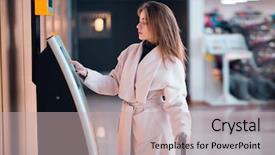  Presentation with area - Theme having young woman at self service background and a soft green colored foreground