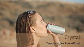  Presentation with beach - Slide set enhanced with young-woman-at-the-beach background and a coral colored foreground
