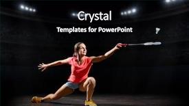  Presentation with badminton - Theme enhanced with young woman badminton player sports background and a black colored foreground
