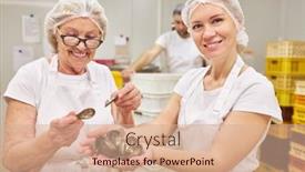  Presentation with older woman - Slides with young-woman-baker-apprentice background and a  colored foreground