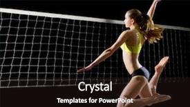  Presentation with beach volleyball - Audience pleasing slide deck consisting of young woman beach volleyball player backdrop and a wine colored foreground