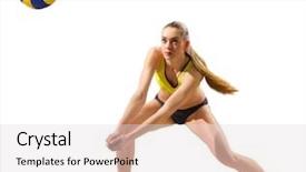  Presentation with beach ball - Cool new theme with young woman beach volleyball player backdrop and a lemonade colored foreground