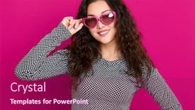  Presentation with glamour - Beautiful theme featuring young-woman-beautiful-portrait-posing backdrop and a violet colored foreground