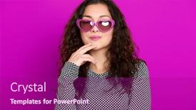  Presentation with purple heart - Presentation enhanced with young woman beautiful portrait posing on purple background long curly hair sunglasses in heart shape glamour concept background and a violet colored foreground