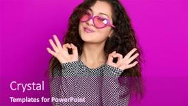 Presentation with purple heart - Theme featuring young woman beautiful portrait show okay sign posing on purple background long curly hair sunglasses in heart shape glamour concept background and a violet colored foreground